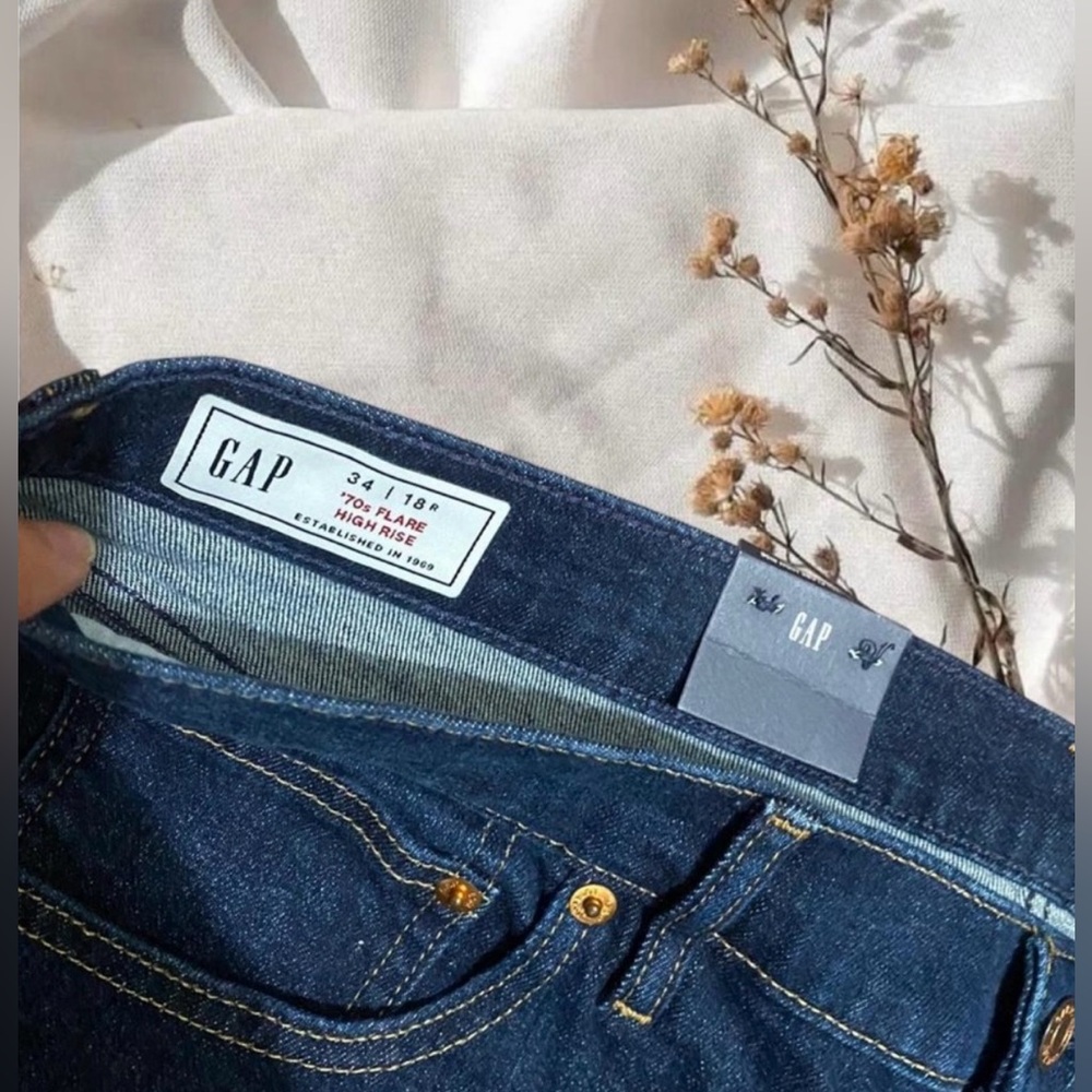 Gap 70s Flare High Rise Wide-Leg Full-Length Jeans – Premium Denim - Picture 8 of 9